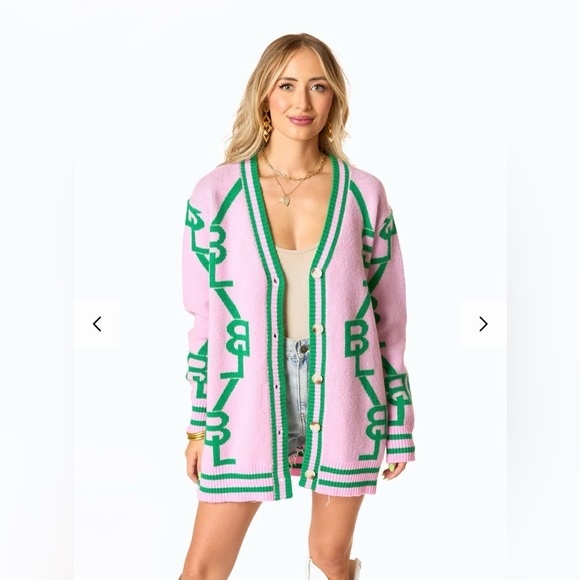 Buddy Love Varsity Cardigan Varsity Cardigan‎ Dress in Parfait Size Small - Picture 2 of 12